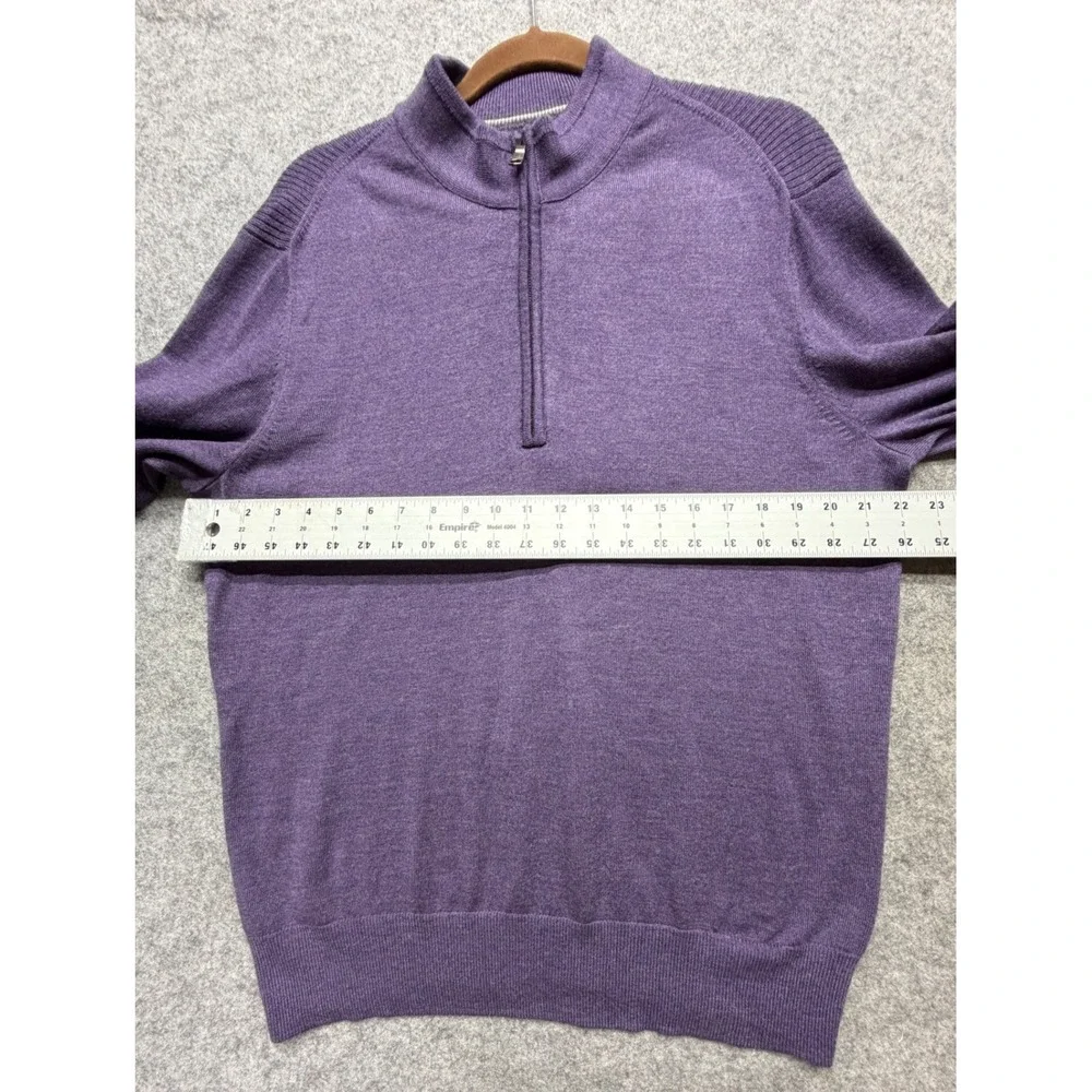 Banana Republic Mens Purple Merino Wool Blend 1/4 Zip Sweater Large Mock Neck